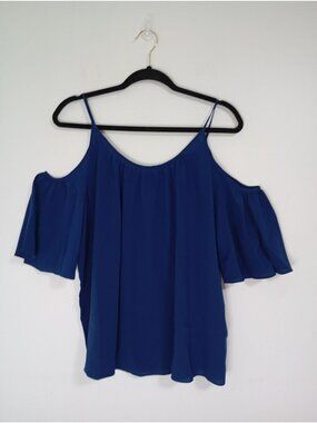 NWT French Connection Blue Cold Shoulder Top With Spaghetti Straps Womens M